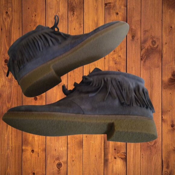 Kate Spade Women's 9M Betsy Gray Fringe Tassel Suede Moccasin Booties Ankle - Picture 5 of 7